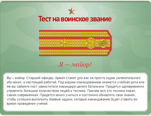 Какое у вас звание? Тест от министерства обороны)