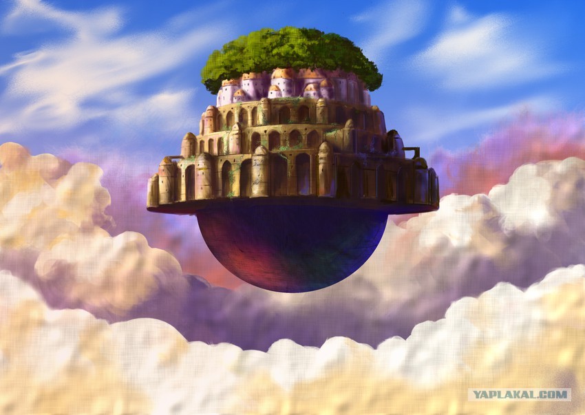 Лапута летучий. Летающий замок Лапута. Летающий остров Лапута. Небесный город Лапута.