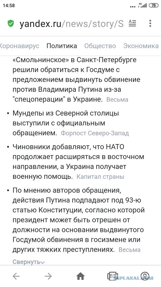Петербургские депутаты предложили Госдуме обвинить Путина в госизмене