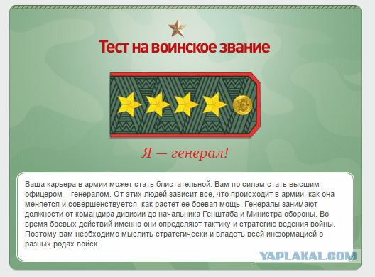 Какое у вас звание? Тест от министерства обороны)