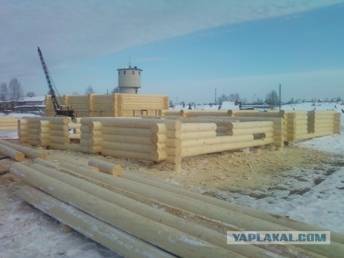 Баня из елки с диаметром 40-42 см. За 1 день.