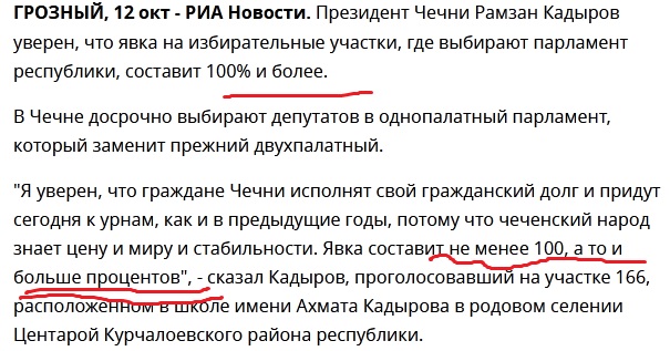 Кадыров установил мировой рекорд на выборах