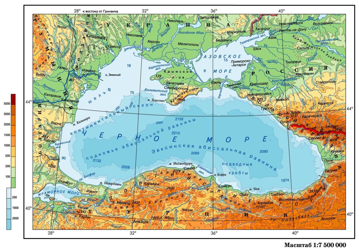 какое место занимает черное море
