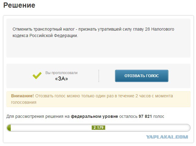 Голосуем за отмену транспортного налога