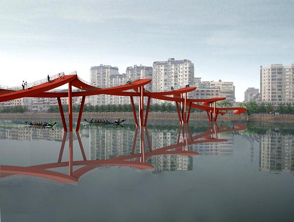 Светящийся мост-волна в Китае