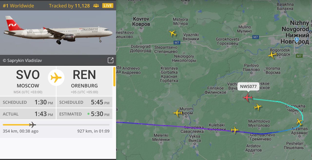 Самолёт авиакомпании Nordwind подал сигнал бедствия 
