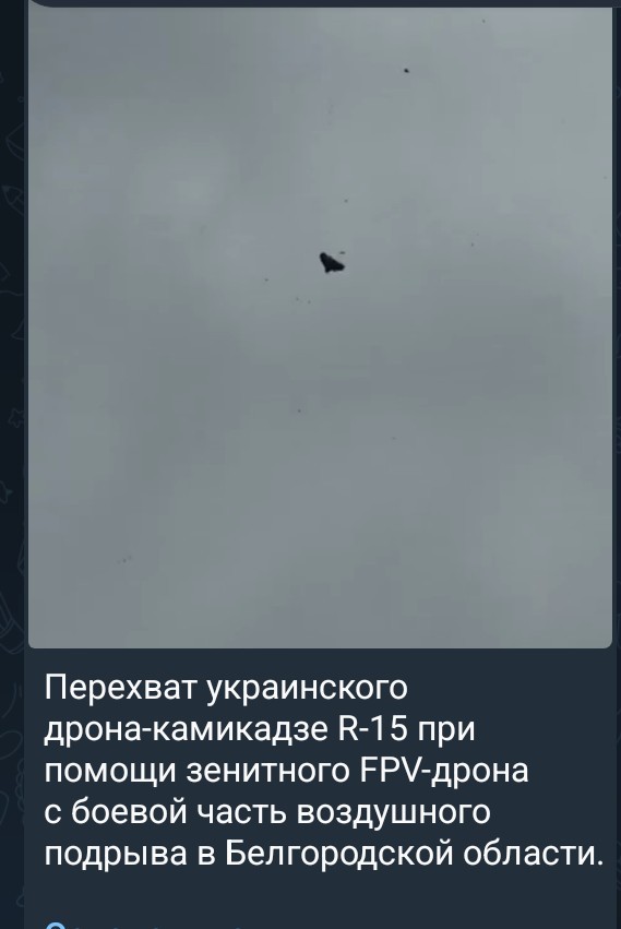 Момент сбития БПЛА FPV дроном ПВО в Белгородской области