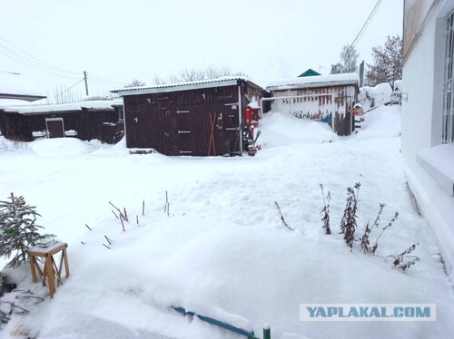 Уборка двора от снега и соседи в нашем доме.