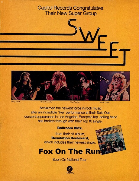 Музыка и музыканты: SWEET 50 лет назад. Desolation Boulevard