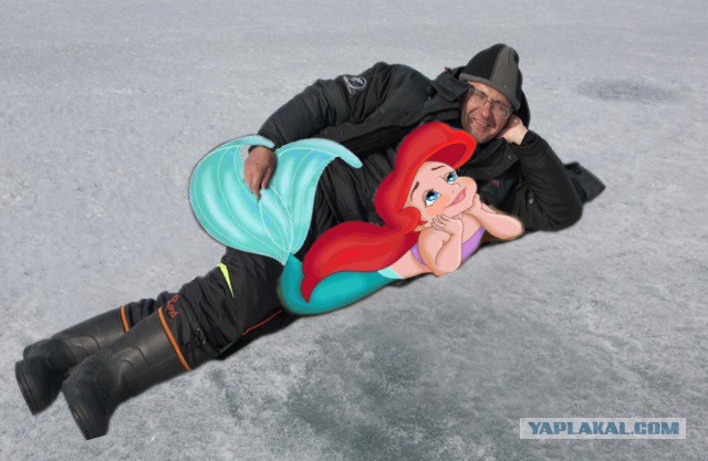 Фотожаба - Мужик на зимней рыбалке