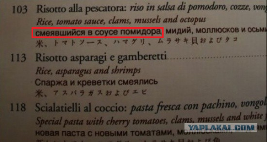 Меню на русском языке из ресторанов мира