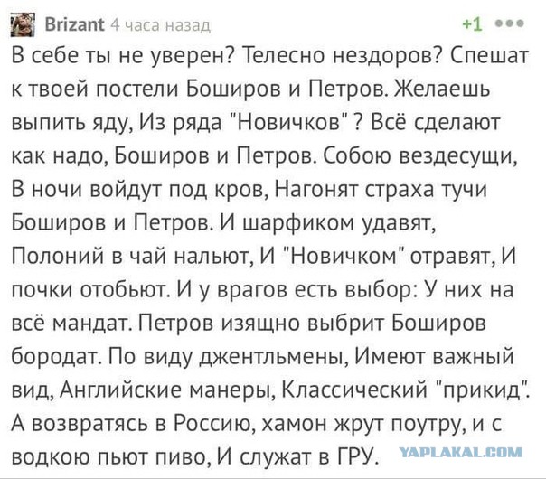 "Штирлиц" шел по коридору. Его связной с канистрой Новичка шел следом
