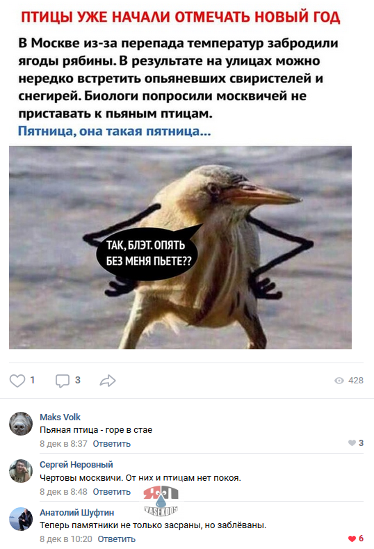 Смешные комментарии из социальных сетей 14.12.2018