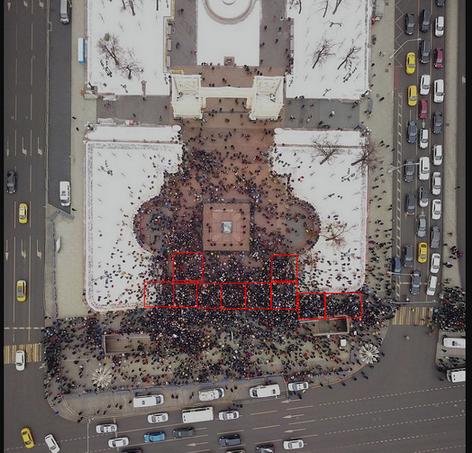 Москва, Тверская, многотысячный митинг протеста, вид сверху (снято с дрона)