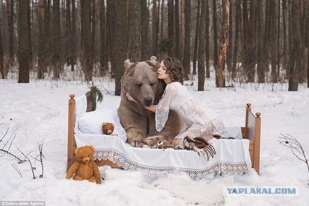 Российские модели защитили медведя голым телом