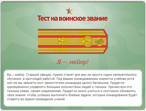 Какое у вас звание? Тест от министерства обороны)