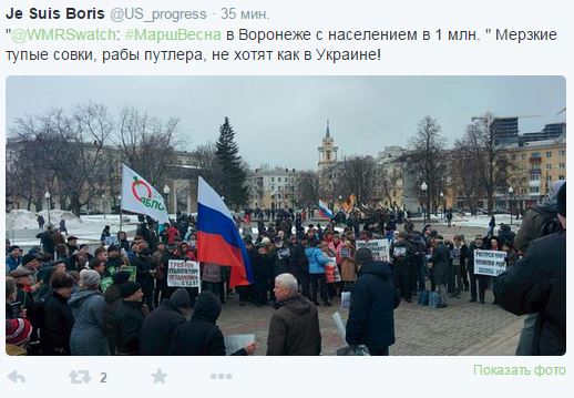 Участников воронежского марша закидали зеленкой