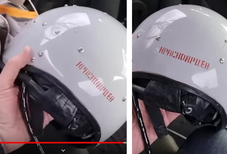 У него есть шлем. У него есть шлем. У него есть шлем. Разбитый мотошлем. У него есть шлем.