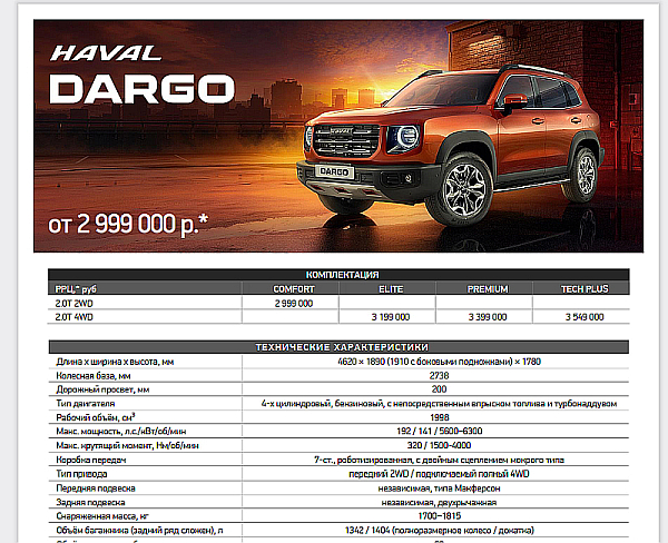 Новый Haval Dargo
