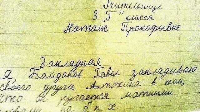 Записи в школьных дневниках и тетрадях