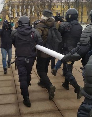 На Сенатской площади в Петербурге проходят задержания активистов, вышедших на пикеты против поправок в Конституцию