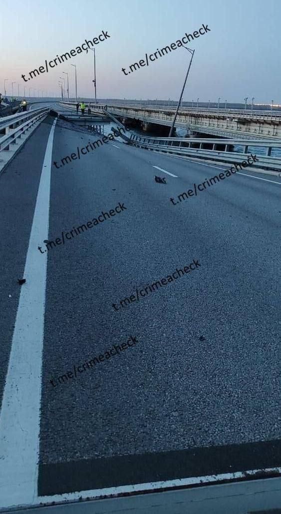 Первые кадры после звука взрыва в районе Крымского моста