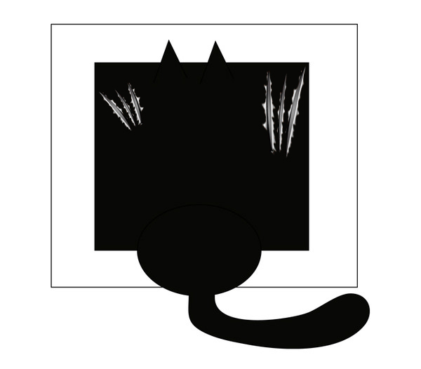 Черный кот смотрит на черный квадрат Малевича