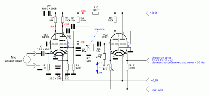 Clc модулятор на лампах схема