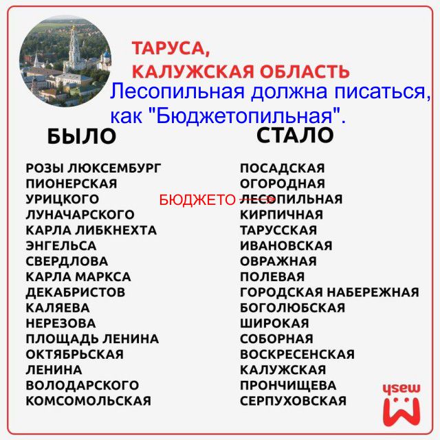 Улицам Тарусы вернули дореволюционные названия