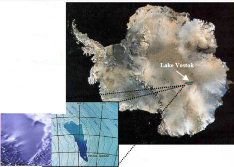Озеро Восток в Антарктиде.