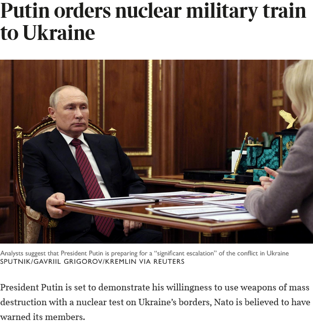 Times: Путин может устроить демонстративный подрыв ядерного оружия