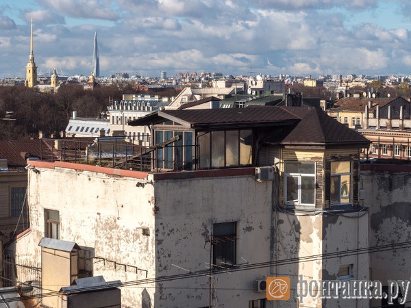 "Дачный домик" на одной из крыш в Петербурге