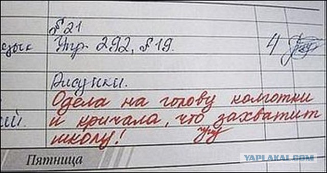 Записи в школьных дневниках