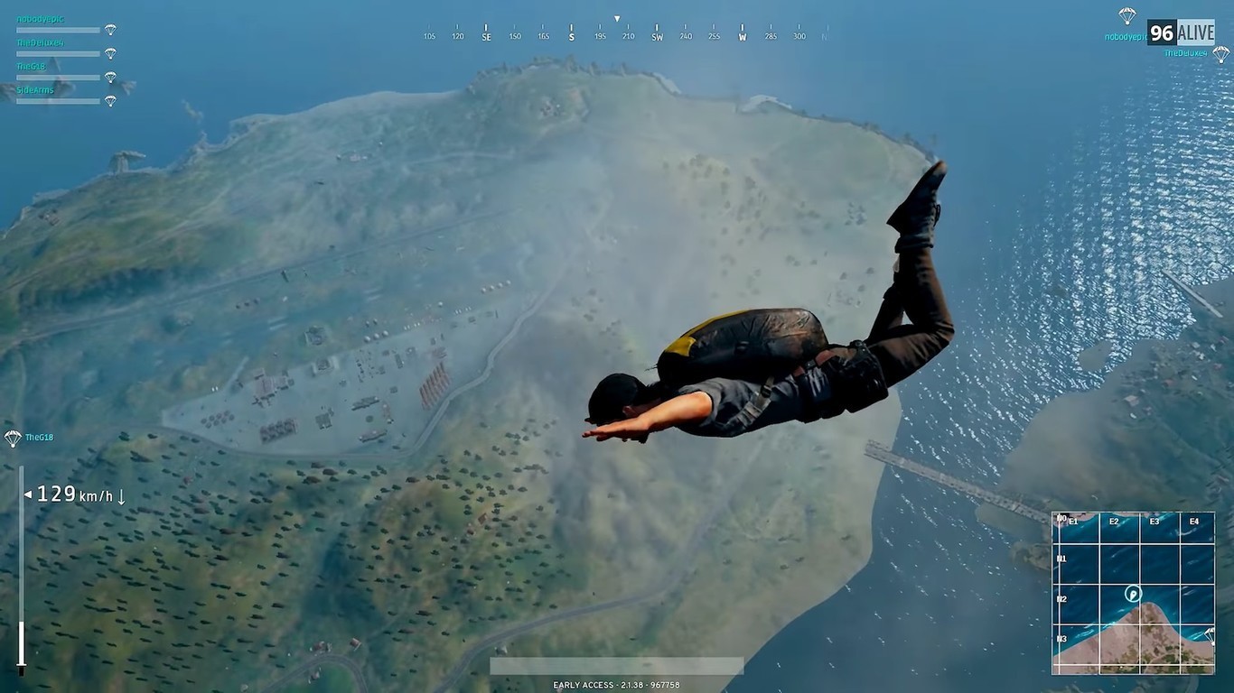 PUBG прыжок с парашютом
