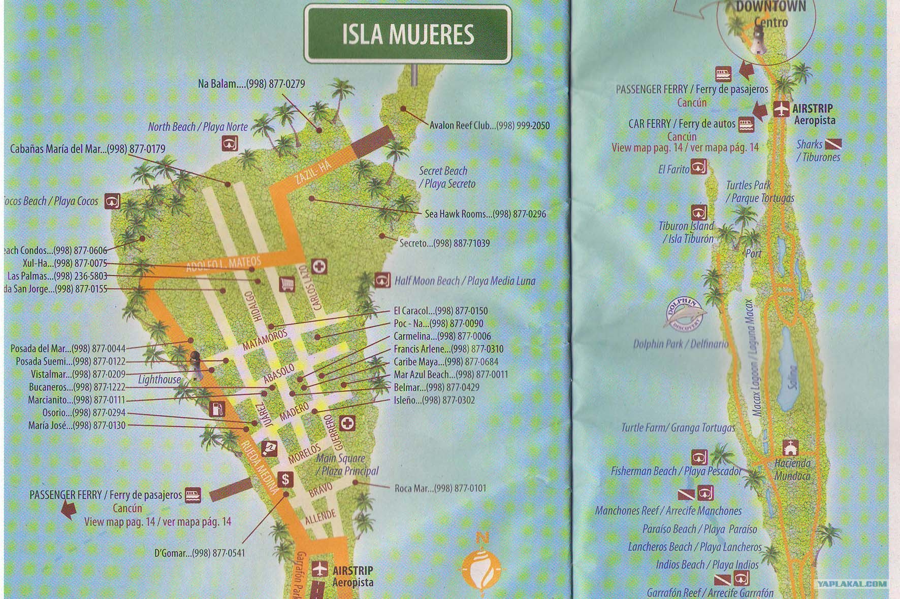 Карта отелей Исла Мухерес.