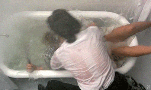 Messy vibrator ass eating shower