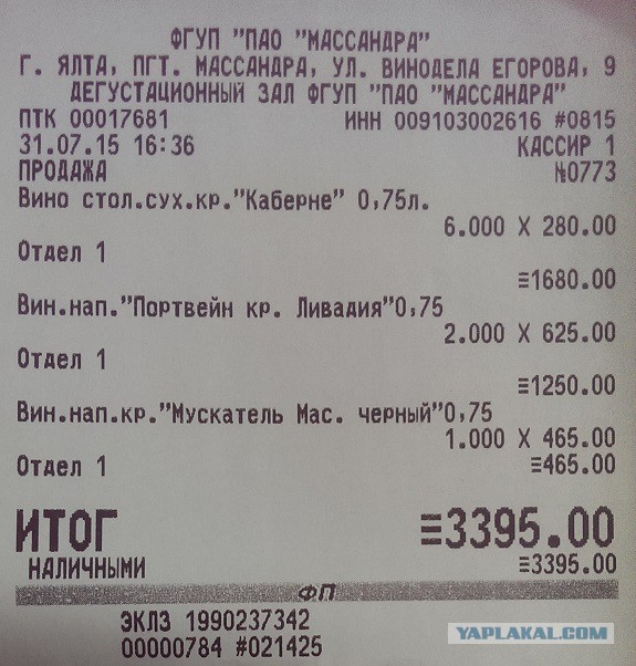 Цены на винную продукцию завода "Массандра"
