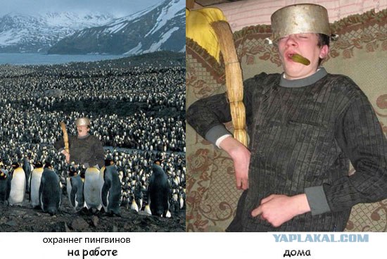 На работе и дома.