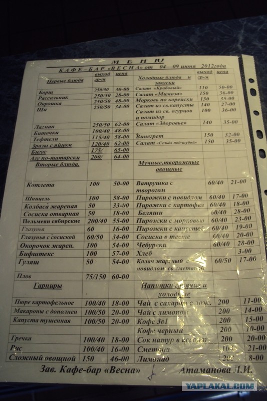 Меню советских ресторанов