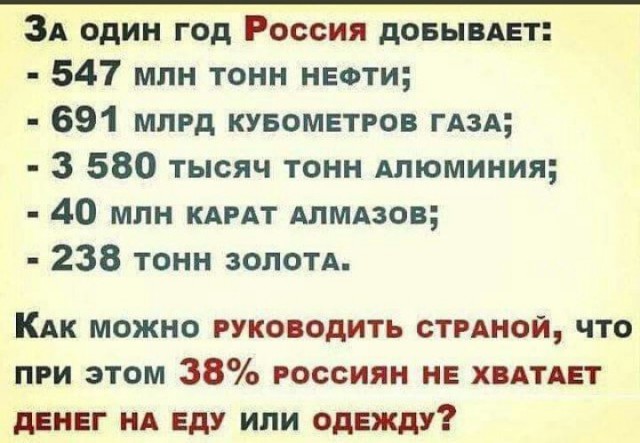 Хорошо, что Россия слезла с нефтяной иглы и это никак не отразится на всё повышающемся уровне жизни россиян.