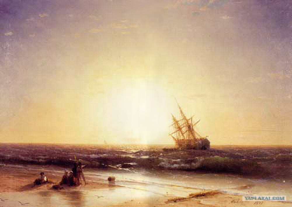 Шторм на закате картина айвазовского