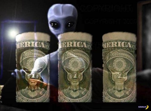 Лицо "Серого" пришельца на долларах США
