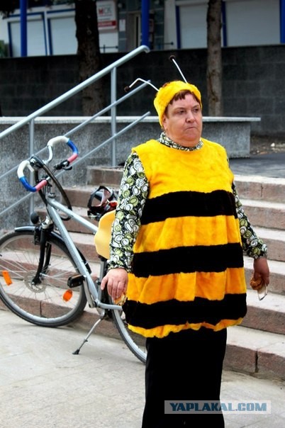 Желто розовый бабушки. Костюм бабушки пчелы. Бабка в костюме пчелы. Толстый в костюме пчелы. Желтая бабка.