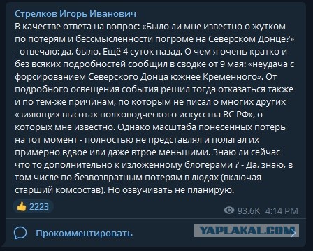 Стрелков обвинил Шойгу в преступной халатности с подозрением на измену