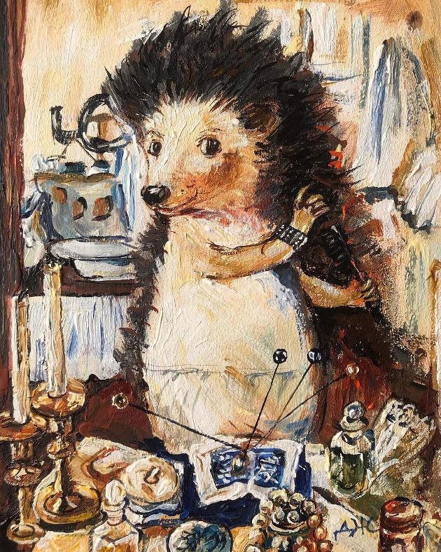 Колючий юмор от художника Анжелы Джерих | Ежики переехали в известные картины мира