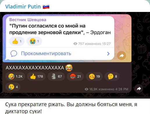 ⚡️Путин согласился продлить зерновую сделку, - AFP со ссылкой на Эрдогана.