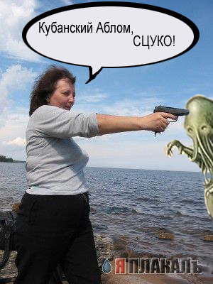 Фотожаба: Тетка и пистолет