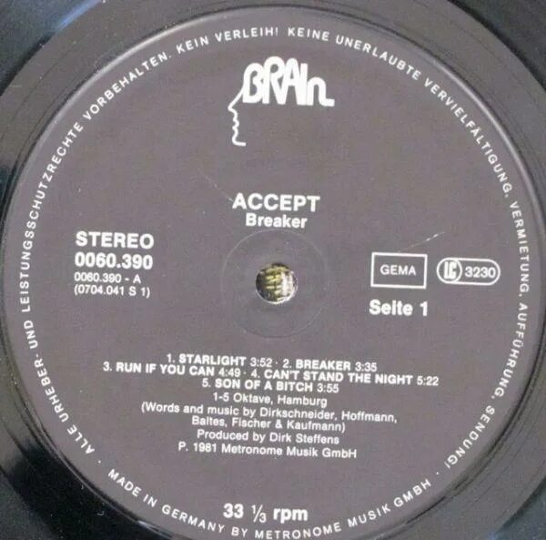 Музыка и музыканты: Accept- "BREAKER"