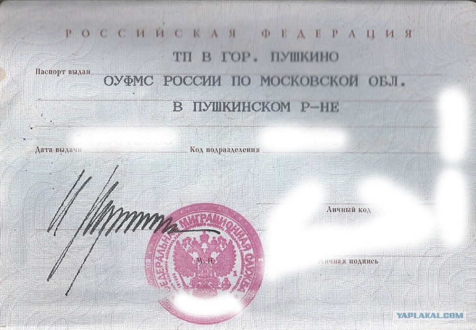 Паспорт выдан в москве