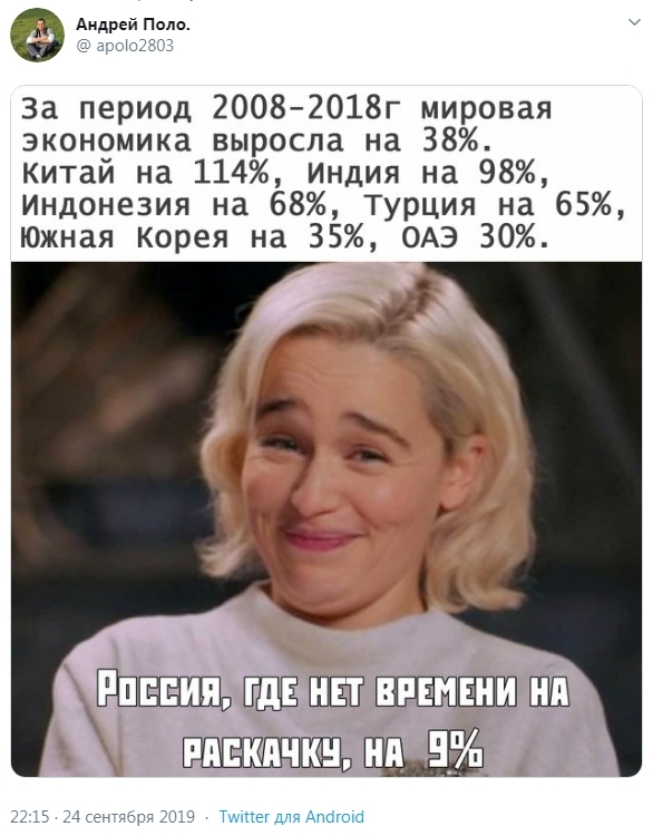 Спасибо Единой России, Путину и Медведеву, за рывок на дно!